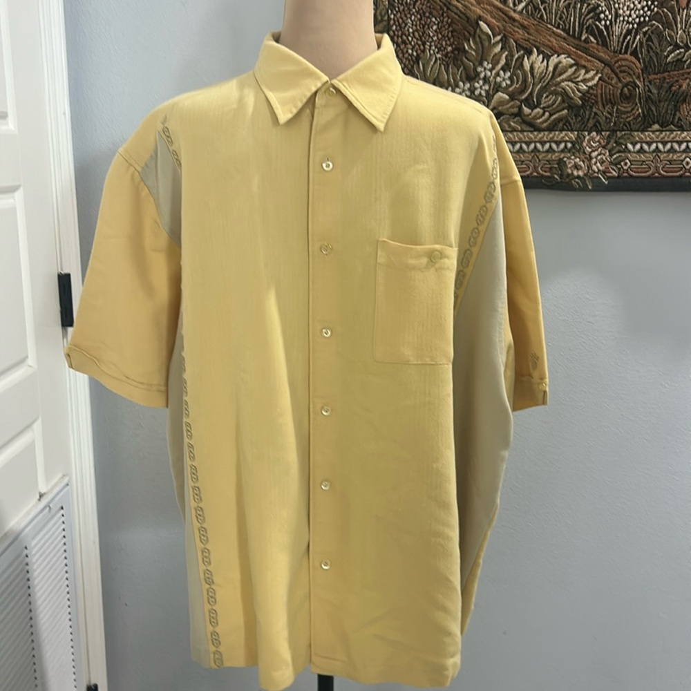 Cubavera Heritage Fit‎ Yellow Guayabera Style Button Down Shirt. Size XXL